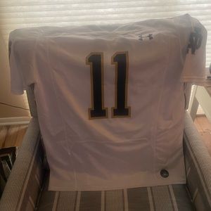 Notre Dame jersey, never worn, large and made by Under Armor. It’s a big large.